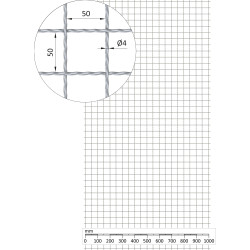 Rebierkové pletené sito - rovné, oko: 50x50mm, priemer pletiva 4mm, rozmer 1000x2000mm, žiarovo pozinkované Rebierkové pletené sito - rovné, oko: 50x50mm, priemer pletiva 4mm, rozmer 1000x2000mm, žiarovo pozinkované